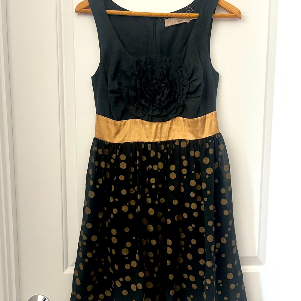 Anthropologie Black & Gold XS Cocktail dress